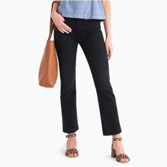 EUC Women's J. CREW 9"‎ High Rise Crop Flare Jeans Black Denim | Size 31 - Picture 1 of 10